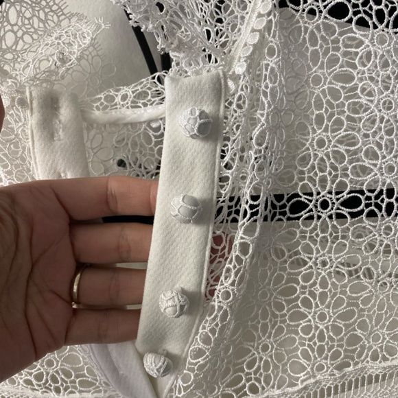 Self Portrait Military Cape Lace Dress White Size US 4 - Picture 5 of 7